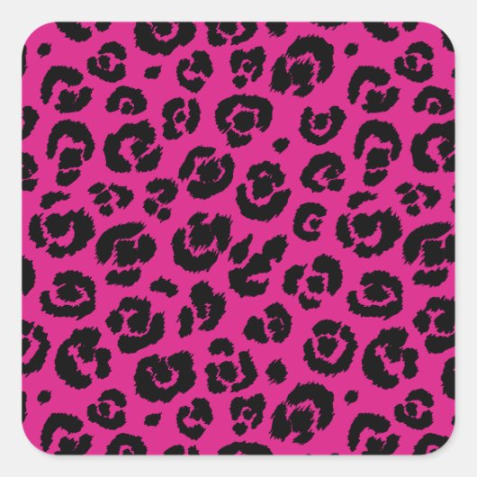 leopardpatternhotroze.png vierkante sticker (Voorkant)