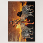 Leopards en meisje legpuzzel (Verticaal)