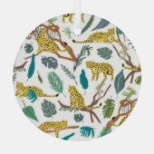 Leopards in jungle, hand-drawn pattern. glas ornament (Achterkant)