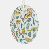 Leopards in jungle, hand-drawn pattern. glas ornament (Voorkant links)