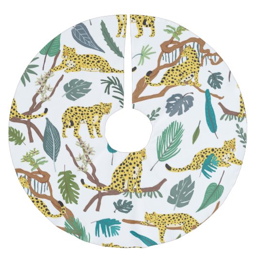 Leopards in jungle, hand-drawn pattern. kerstboom rok (Voorkant)