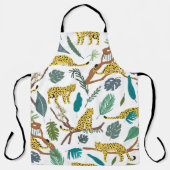 Leopards in jungle, hand-drawn pattern. schort (Voorkant)