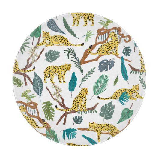 Leopards in jungle, hand-drawn pattern. snijplank (Voorkant)