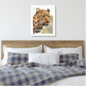 Leopard's Intense Gaze Canvas Afdruk (Insitu (Slaapkamer))