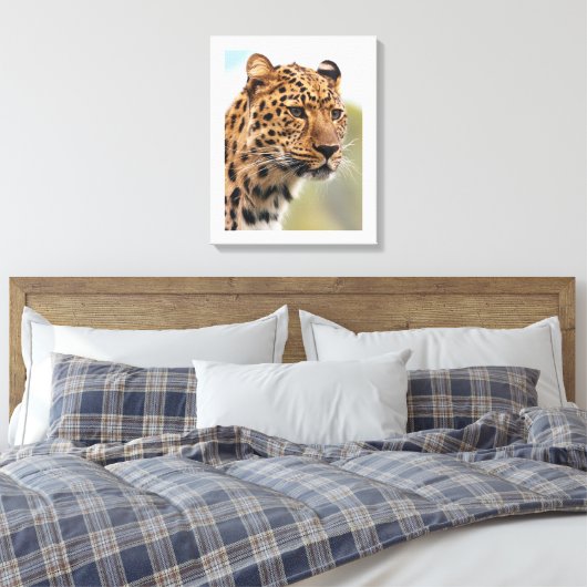 Leopard's Intense Gaze Canvas Afdruk (Insitu (Slaapkamer))