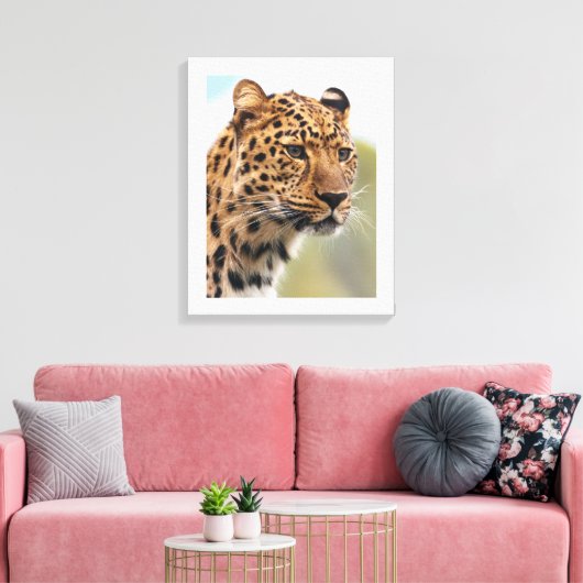 Leopard's Intense Gaze Canvas Afdruk (Insitu (Woonkamer))