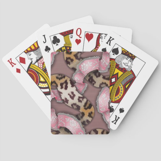 Leopards 'n Lace - intense roze - Pokerkaarten (Achterkant)