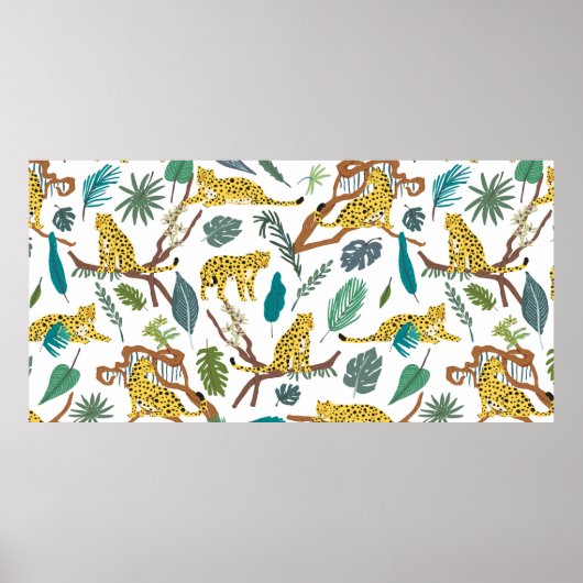 Leopards wild animals in jungle forest hand drawn  poster (Voorkant)