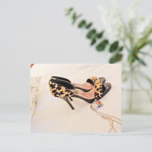 leopardschoenen briefkaart (Staand voorkant)