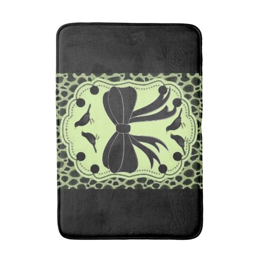 leopardvogel groene zwarte badmat (Voorkant Verticaal)