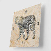 leopardwandklok vierkante klok (Hoek)