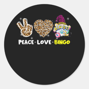 Leopared Peace Love Bingo Gnome Lucky Number Bingo Ronde Sticker