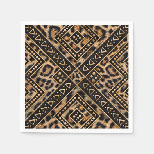 Leopart Bont met Afrikaanse Decor #2 Servet (Voorkant)