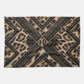 Leopart Fur met Afrikaans decor #1 Theedoek (Horizontaal)