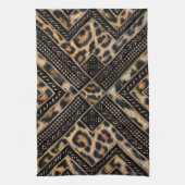Leopart Fur met Afrikaans decor #1 Theedoek (Verticaal)