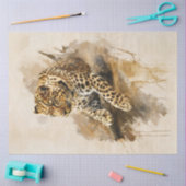 Leopart loungen op een tak tissuepapier (Craft)