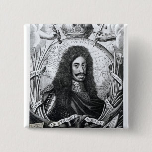 Leopold I, koning van Hongarije en Heilige Roman Vierkante Button 5,1 Cm