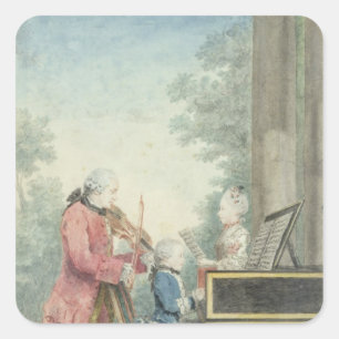 Leopold Mozart en zijn kinderen Wolfgang Vierkante Sticker