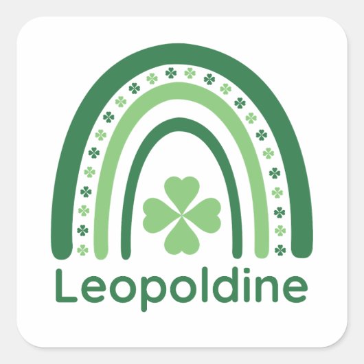 Leopoldine Naam Clover Boho Rainbow Vierkante Sticker (Voorkant)