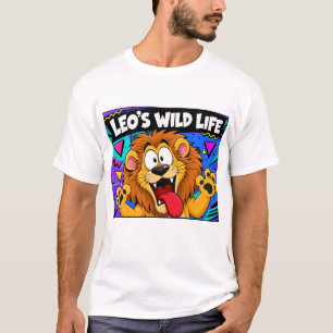 Leo's Wilde Leven Grappige Cartoon Leeuw Retro 90s T-shirt