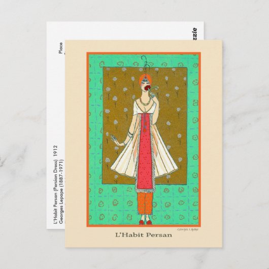 Lepape  Art Deco Mode L'Habit Persan Briefkaart (Voorkant / Achterkant)