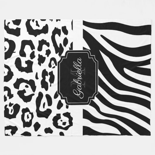 Lepard Print / Zebra Print Fleece Deken (Voorkant (Horizontaal))