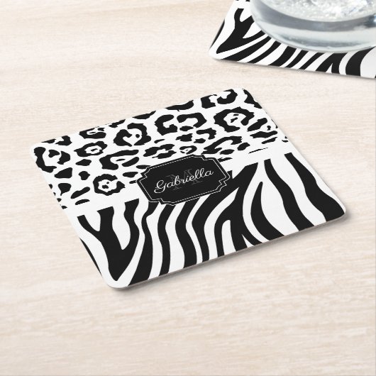 Lepard Print / Zebra Print Kartonnen Onderzetters (Schuin)