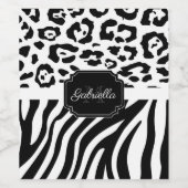 Lepard Print / Zebra Print Wijn Etiket (Enkel label)
