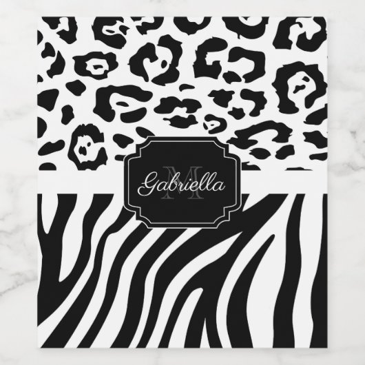 Lepard Print / Zebra Print Wijn Etiket (Enkel label)