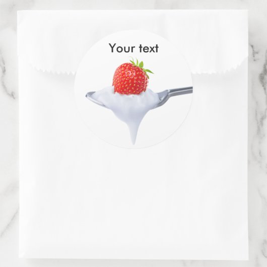 Lepel aardbeienyoghurt ronde sticker (Tas)