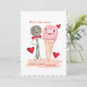 Lepel en Ice Cream Cone  Valentijn Feestdagenkaart (Staand voorkant)