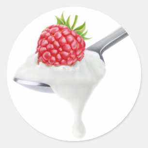 Lepel frambozenyoghurt ronde sticker
