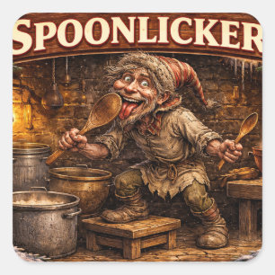 Lepel likker IJslandse Yule Lad kerstkaart  Vierkante Sticker
