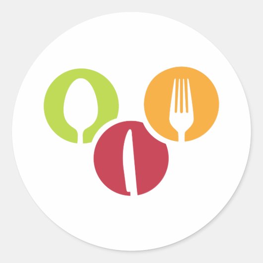 lepel mes en vork badges ronde sticker (Voorkant)