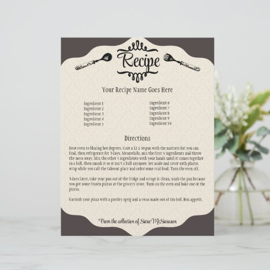  lepel op vork om voedsel te koken, menu papier (Staand voorkant)