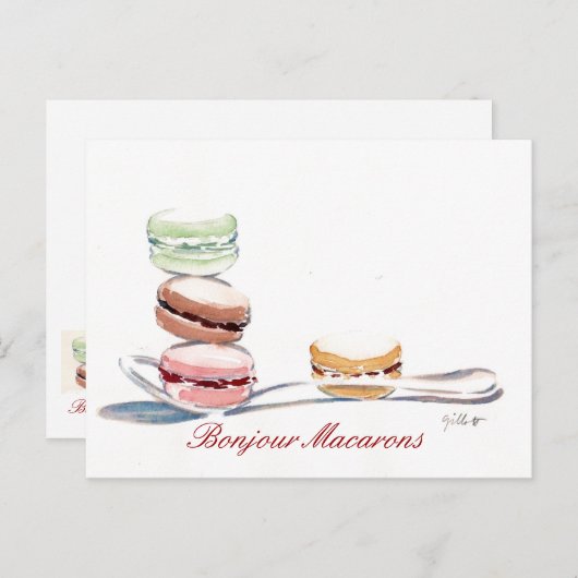 Lepel van Macarons Briefkaart (Voorkant / Achterkant)