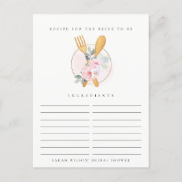 Lepel Vork Bloem Recept Verzoek Bruidsdouche Briefkaart