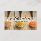 Lepels & specerijen op houten tafel visitekaartje (Voorkant)