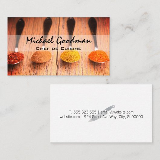 Lepels Spices Chef Koken Visitekaartje (Voorkant / Achterkant)