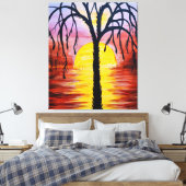 Lepidodendron-boom in de koolzuurhoudende zonsonde canvas afdruk (Insitu (Slaapkamer))