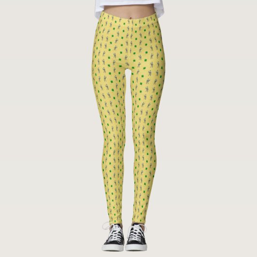 Leprachaun Shamrock St. Pat's Day-Print Leggings (Voorkant)