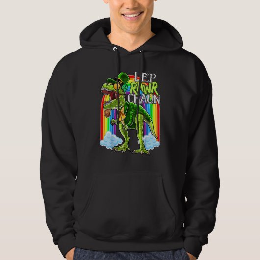 Leprawrchaun St Patrick Day T Rex Dinosaurus Lepre Hoodie (Voorkant)