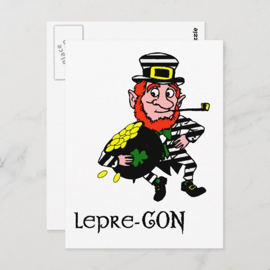 Lepre-con Leprechaun Stealing Pot of Gold Briefkaart (Voorkant / Achterkant)