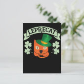 Leprecat Leprechaun Cat St Pattys Day Briefkaart (Staand voorkant)