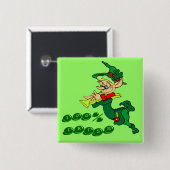 Leprechaun 100% IRISH Vierkante Button 5,1 Cm (Voorkant /achterkant)