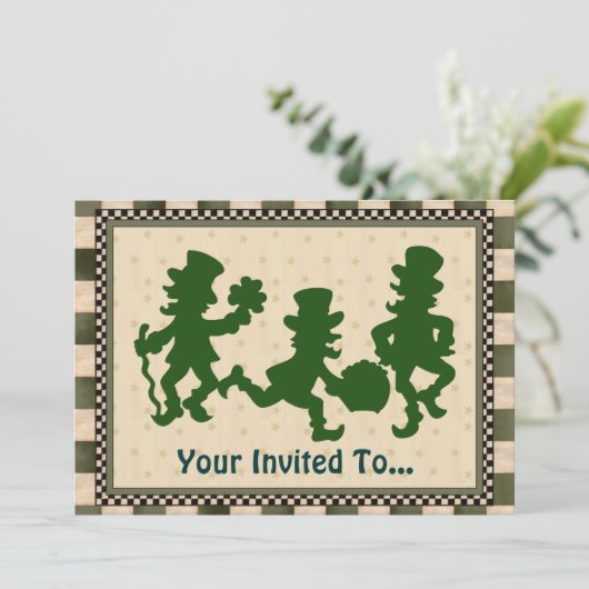 Leprechaun 2 Uitnodiging van Sint Patrick's Day (Staand voorkant)
