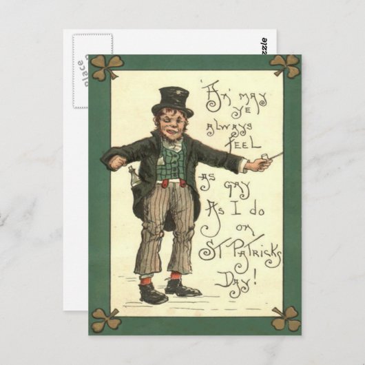 Leprechaun Alcohol Clay Pipe Shamrock Briefkaart (Voorkant / Achterkant)