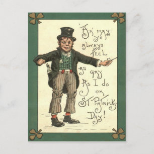 Leprechaun Alcohol Clay Pipe Shamrock Briefkaart