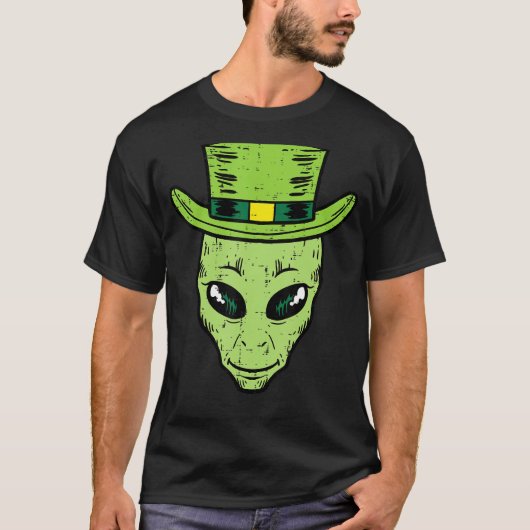 Leprechaun Alien Head St Patricks Day Space Mannen T-shirt (Voorkant)