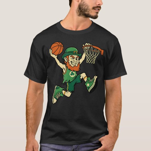 Leprechaun Basketbal St. Patricksdag Grappig T-shirt (Voorkant)